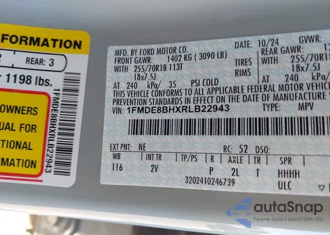 2024 Ford Bronco Outer Banks z USA, uszkodzony, nr VIN 1FMDE8BHXRLB22943